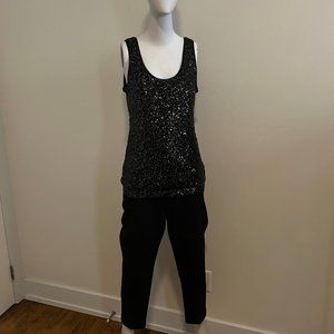 Black Sequin Tank Top
